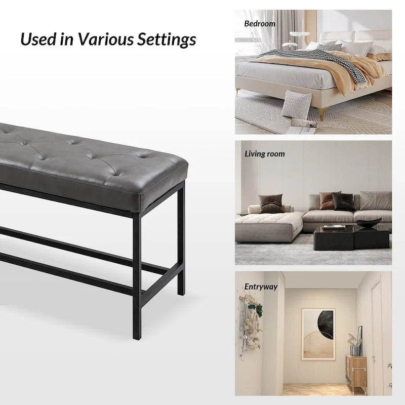 Horst 50 in.W Contemporary Upholstered Bench with Metal Legs by HULALA HOME