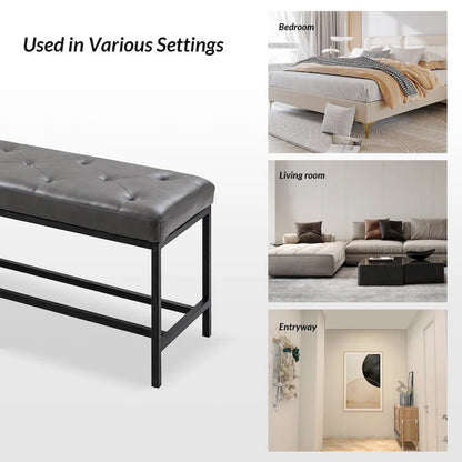 Horst 50 in.W Contemporary Upholstered Bench with Metal Legs by HULALA HOME