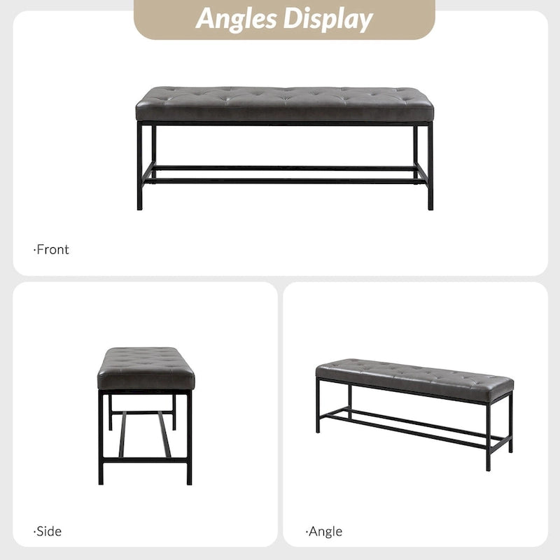 Horst 50 in.W Contemporary Upholstered Bench with Metal Legs by HULALA HOME