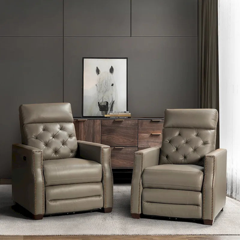 Alina 31.50 Wide Genuine Leather Power Recliner with USB Port, Set of 2
