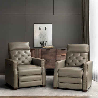 Alina 31.50 Wide Genuine Leather Power Recliner with USB Port, Set of 2