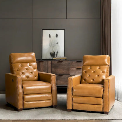 Alina 31.50 Wide Genuine Leather Power Recliner with USB Port, Set of 2