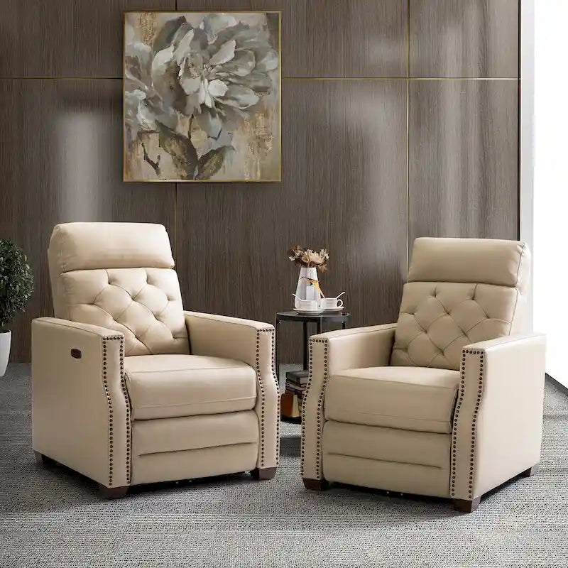 Alina 31.50 Wide Genuine Leather Power Recliner with USB Port, Set of 2