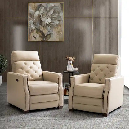Alina 31.50 Wide Genuine Leather Power Recliner with USB Port, Set of 2