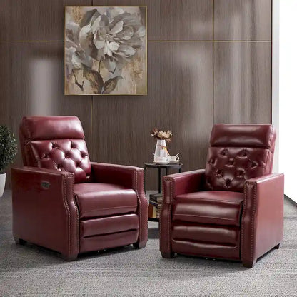 Alina 31.50 Wide Genuine Leather Power Recliner with USB Port, Set of 2