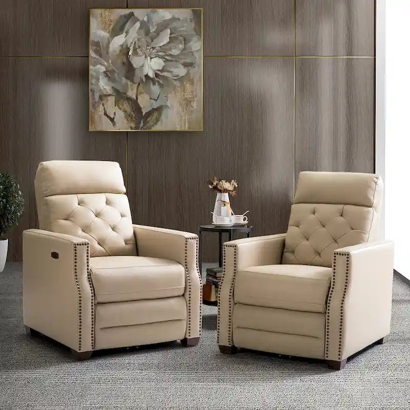 Alina 31.50 Wide Genuine Leather Power Recliner with USB Port, Set of 2