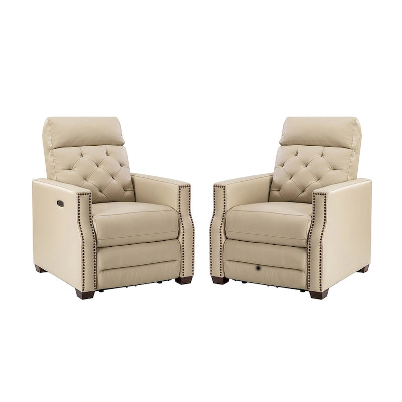 Alina 31.50 Wide Genuine Leather Power Recliner with USB Port, Set of 2