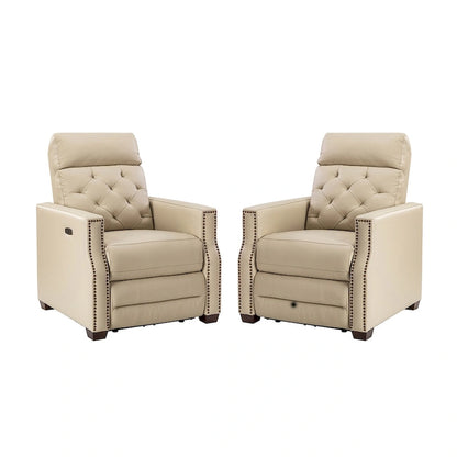Alina 31.50 Wide Genuine Leather Power Recliner with USB Port, Set of 2