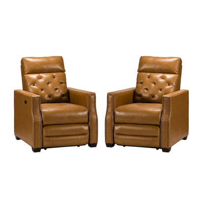 Alina 31.50 Wide Genuine Leather Power Recliner with USB Port, Set of 2