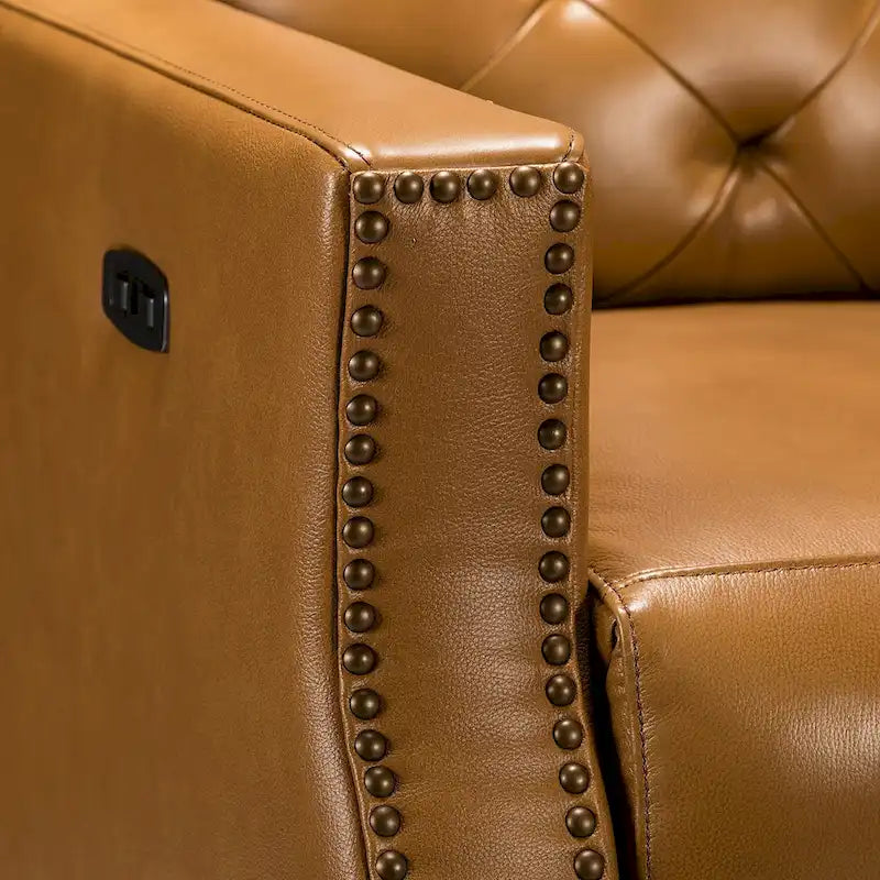 Alina 31.50 Wide Genuine Leather Power Recliner with USB Port, Set of 2