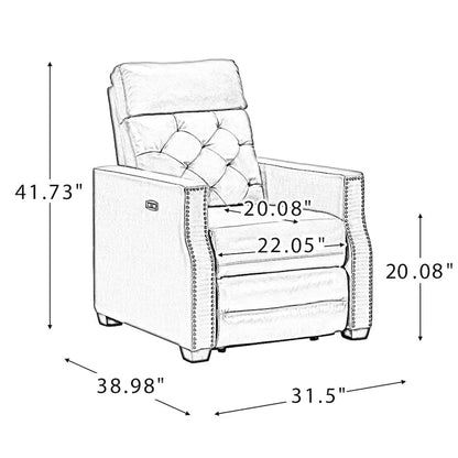 Alina 31.50 Wide Genuine Leather Power Recliner with USB Port, Set of 2