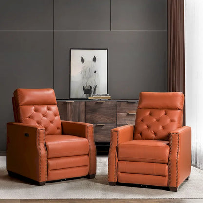 Alina 31.50 Wide Genuine Leather Power Recliner with USB Port, Set of 2