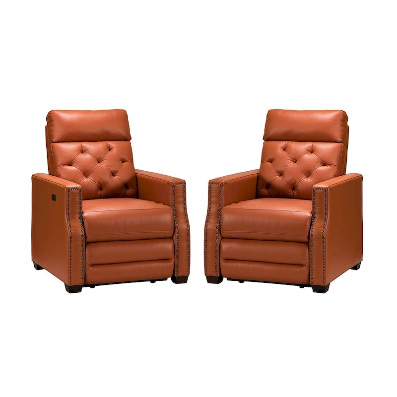 Alina 31.50 Wide Genuine Leather Power Recliner with USB Port, Set of 2