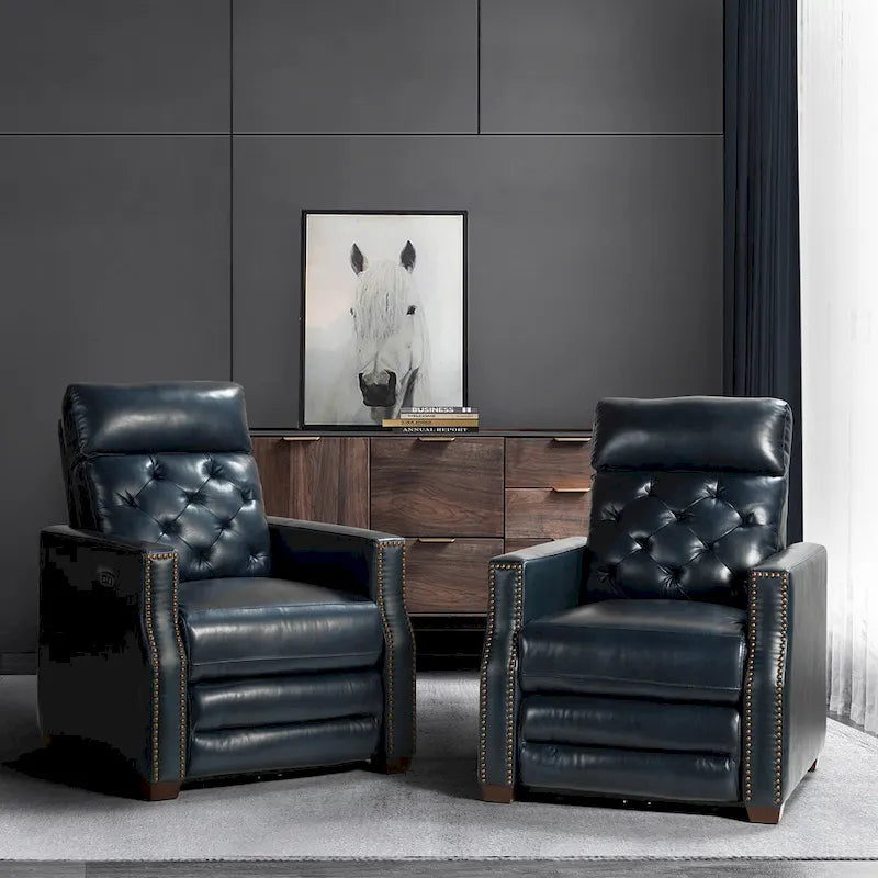 Alina 31.50 Wide Genuine Leather Power Recliner with USB Port, Set of 2