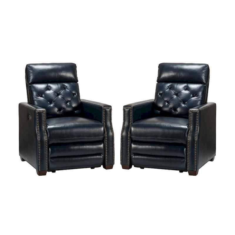Alina 31.50 Wide Genuine Leather Power Recliner with USB Port, Set of 2