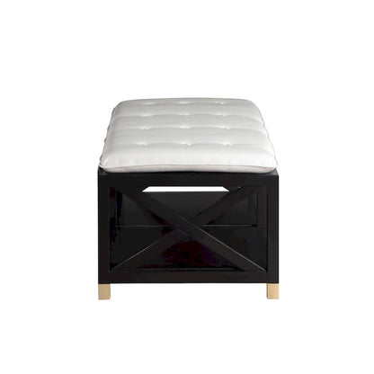 Transitional Wood Storage Bench with Removable Faux Leather Cushions by Furniture of America