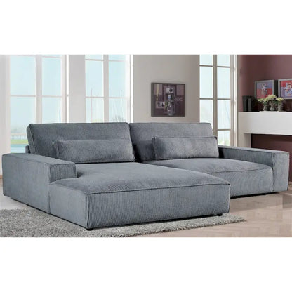 Oversized Corduroy Sectional Sofa - 2-Piece, Wood Frame