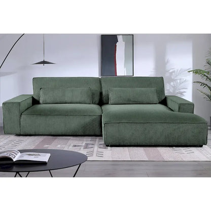 Oversized Corduroy Sectional Sofa - 2-Piece, Wood Frame