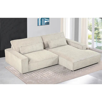 Oversized Corduroy Sectional Sofa - 2-Piece, Wood Frame