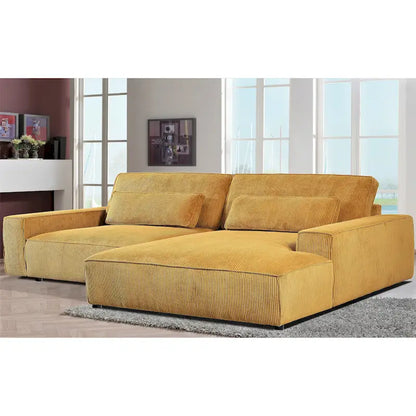 Oversized Corduroy Sectional Sofa - 2-Piece, Wood Frame