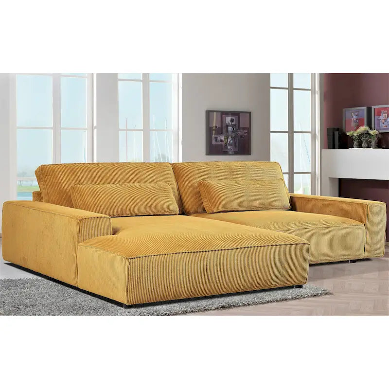Oversized Corduroy Sectional Sofa - 2-Piece, Wood Frame