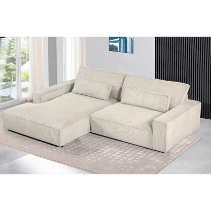 Oversized Corduroy Sectional Sofa - 2-Piece, Wood Frame