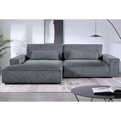 Oversized Corduroy Sectional Sofa - 2-Piece, Wood Frame