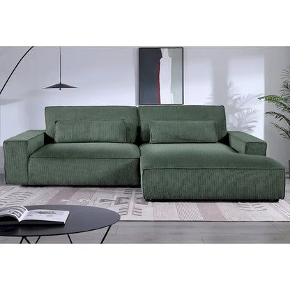 Oversized Corduroy Sectional Sofa - 2-Piece, Wood Frame