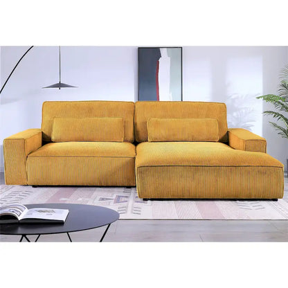 Oversized Corduroy Sectional Sofa - 2-Piece, Wood Frame