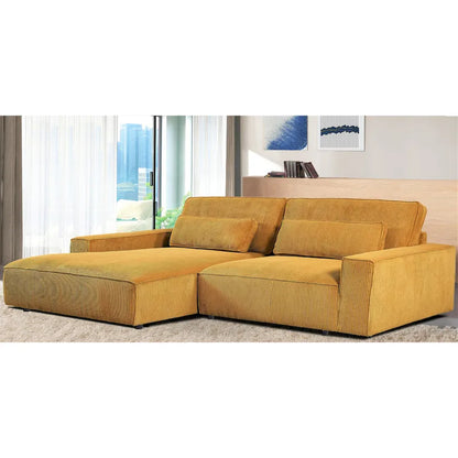 Oversized Corduroy Sectional Sofa - 2-Piece, Wood Frame