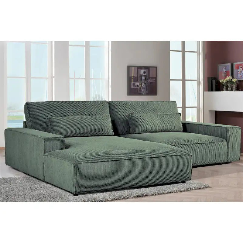 Oversized Corduroy Sectional Sofa - 2-Piece, Wood Frame