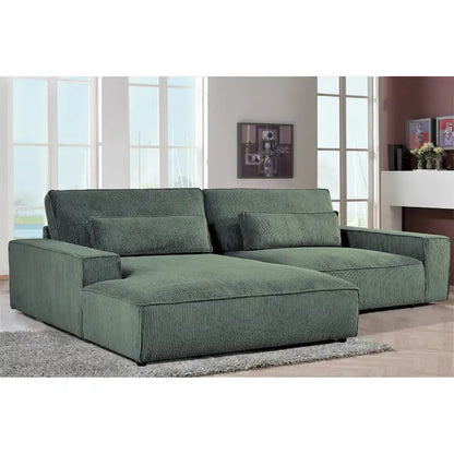 Oversized Corduroy Sectional Sofa - 2-Piece, Wood Frame