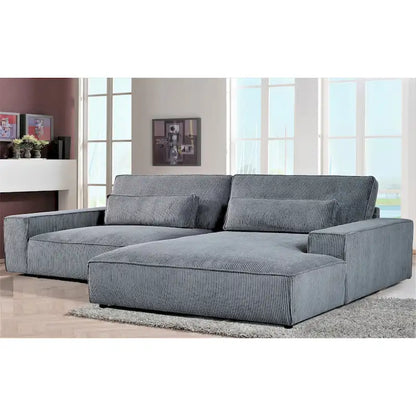 Oversized Corduroy Sectional Sofa - 2-Piece, Wood Frame