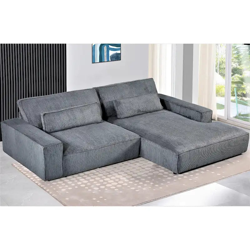 Oversized Corduroy Sectional Sofa - 2-Piece, Wood Frame