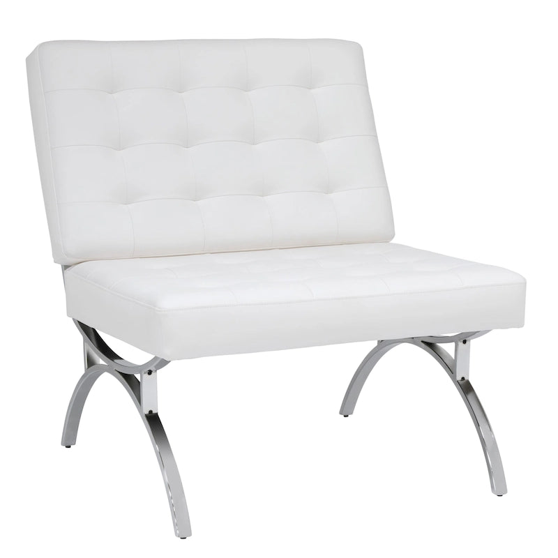Newel Modern Blended Leather and Chrome Metal Frame Mid Century Accent Chair