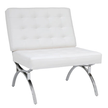 Newel Modern Blended Leather and Chrome Metal Frame Mid Century Accent Chair