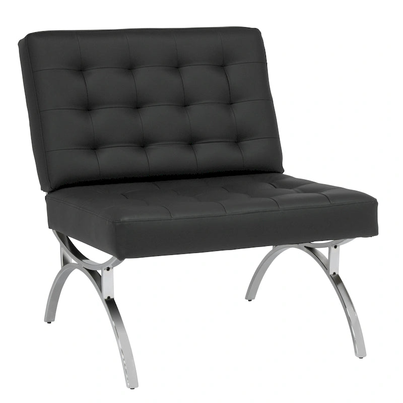 Newel Modern Blended Leather and Chrome Metal Frame Mid Century Accent Chair