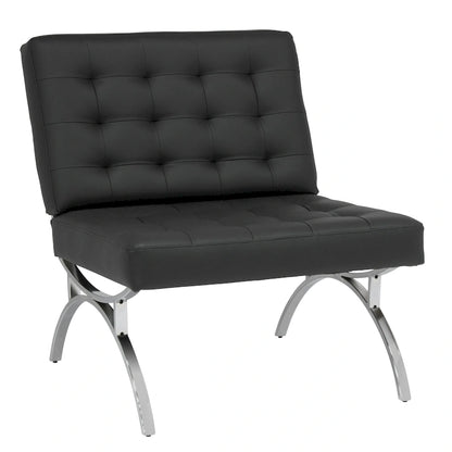 Newel Modern Blended Leather and Chrome Metal Frame Mid Century Accent Chair