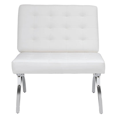 Newel Modern Blended Leather and Chrome Metal Frame Mid Century Accent Chair