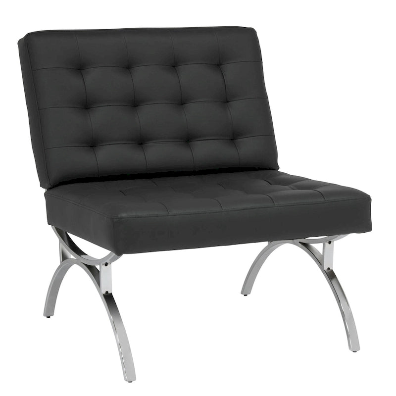 Newel Modern Blended Leather and Chrome Metal Frame Mid Century Accent Chair