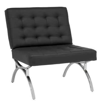 Newel Modern Blended Leather and Chrome Metal Frame Mid Century Accent Chair