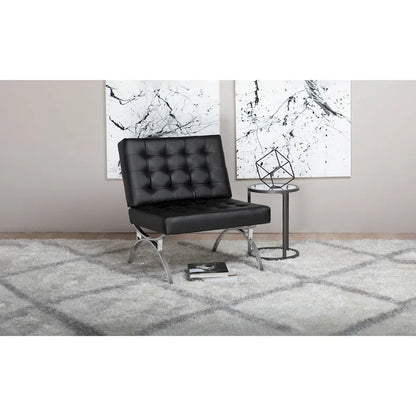 Newel Modern Blended Leather and Chrome Metal Frame Mid Century Accent Chair