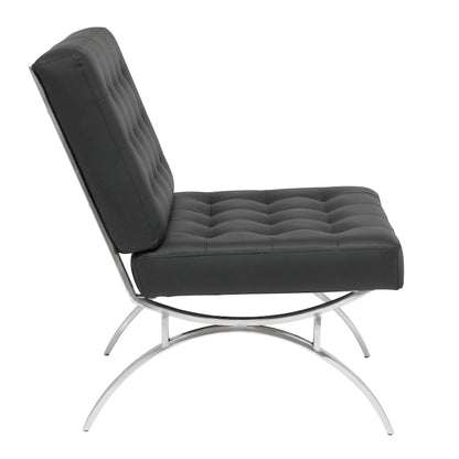Newel Modern Blended Leather and Chrome Metal Frame Mid Century Accent Chair