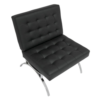 Newel Modern Blended Leather and Chrome Metal Frame Mid Century Accent Chair