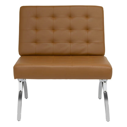 Newel Modern Blended Leather and Chrome Metal Frame Mid Century Accent Chair