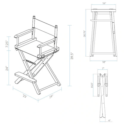 24 Director's Chair Black Frame-Garden Flowers - 23W x 19D x 39.5H