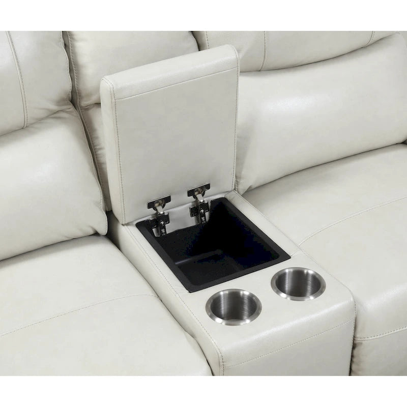 Copper Grove Fyti Top Grain Leather Power Reclining Loveseat with Storage Console