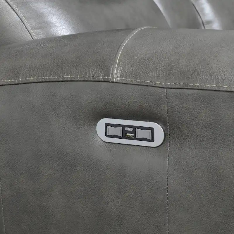 Copper Grove Fyti Top Grain Leather Power Reclining Loveseat with Storage Console