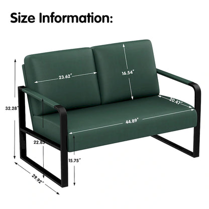 Loveseat Couch Bench Settee for Living Room, Upholstered Small Sofa Couch PU Leather Banquette Lounge Bench for Dining Room
