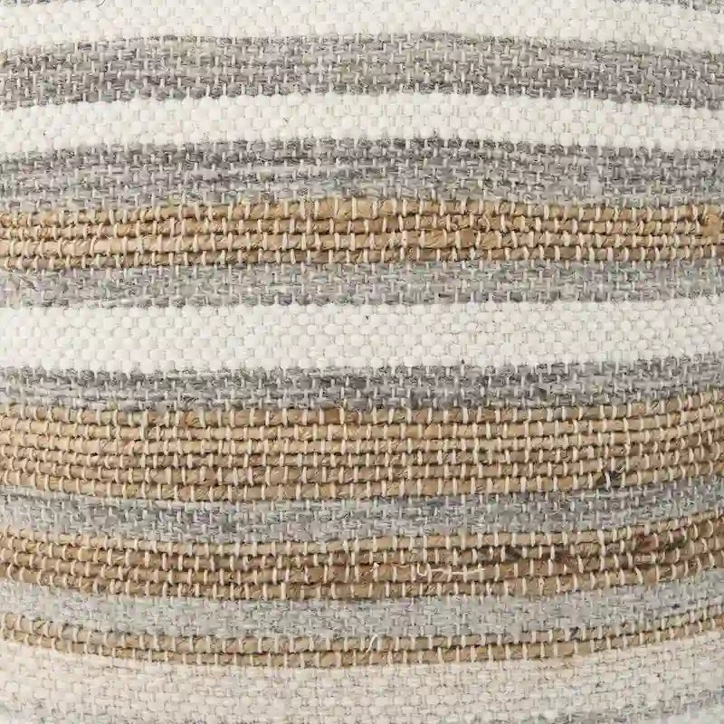 Aahana Multi-Colored Striped Hemp and Cotton Square Pouf